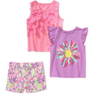 Garanimals Baby Toddler Girl Tee, Tank & Shorts Outfit Set