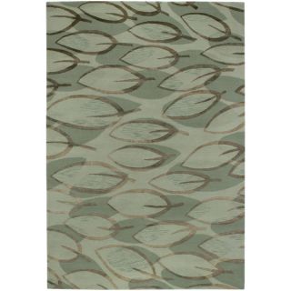 Hand knotted Impressions Leaf Sage/ Silver Wool Rug (6 x 9)