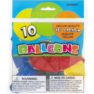 12'' Latex Assorted Color Balloons, 10ct