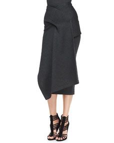 Donna Karan Draped Jersey Midi Skirt, Charcoal
