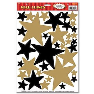 Beistle 12 x 17 Star Clings, Black/Gold, 252/Pack