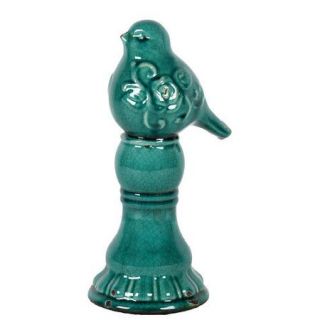 Woodland Imports Beautiful Ceramic Bird Figurine on Pedestal