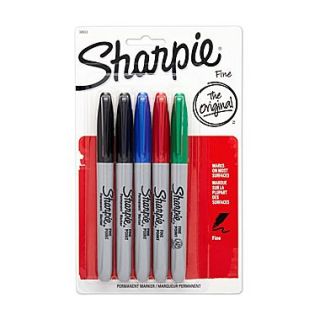 Sharpie Fine Point Permanent Markers, Assorted, 5/pk (30653PP)