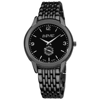 August Steiner Mens Black Swiss Quartz Watch   13446483  