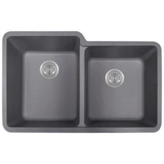 Polaris Sinks Undermount Composite 32 1/2 in. Double Bowl Kitchen Sink in Silver P108 Silver