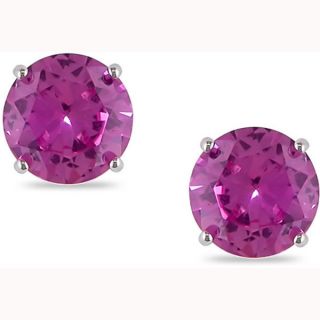 Miadora 10k Gold Created Pink Sapphire Solitaire Earrings  