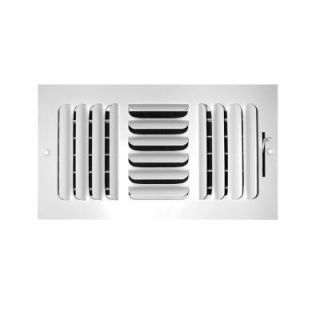 TruAire 10 in. x 8 in. 3 Way Steel Fixed Curved Blade Wall/Ceiling Register, White H403M 10X08