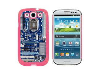 Blue Computer Motherboard   Processor CPU Memory   Snap On Hard Protective Case for Samsung Galaxy S3   Pink