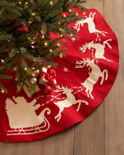 Santa & Sleigh Christmas Tree Skirt