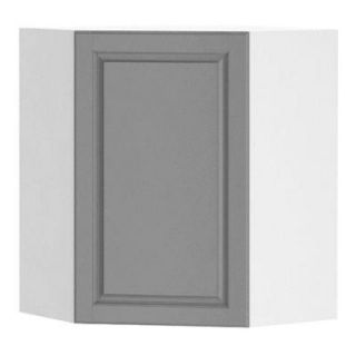 Fabritec 24x30x24 in. Buckingham Diagonal Corner Wall Cabinet in White Melamine and Door in Gray WCD242430.W.BUCKI