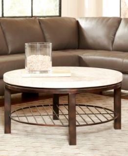 Tempo Travertine Top Round End Table   Furniture