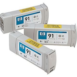 HP 91 Light Gray Ink Cartridges (C9482A), 775ml, 3/Pack