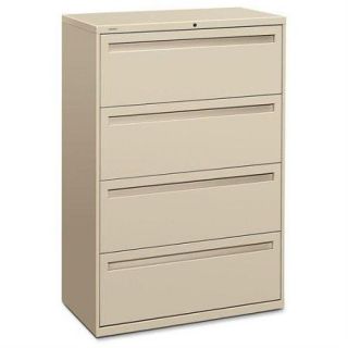 Hon 700 Series Lateral File With Lock   36" X 19.3" X 53.3"   Steel   4 X File Drawer[s]   Legal, Letter   Interlocking, Ball bearing Suspension, Leveling Glide, Label Holder   Putty (784LL)