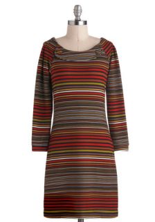 Wine and Dynamic Dress in Retro Stripes  Mod Retro Vintage Dresses