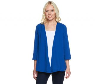 Denim & Co. 3/4 Sleeve Gauze Duet Cardigan with Knit Inset —