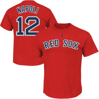 Majestic Mike Napoli Boston Red Sox Red Official Name and Number T Shirt
