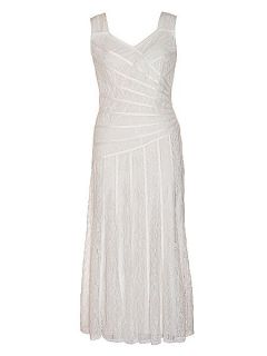 Chesca Plus Size Lace Bridal Dress w/Ribbon Detail Ivory