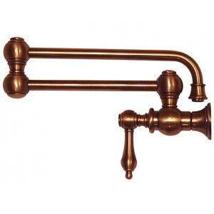 Whitehaus WHKPFLV3 9500 ACO Vintage III wall mount pot filler with lever handle   Antique Copper