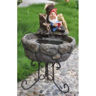 Northlight Seasonal Solar Powered Reading Gnome Outdoor Garden Water