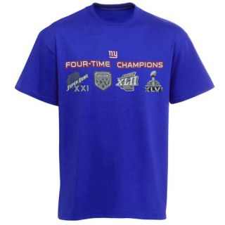 New York Giants Four Time Champions T Shirt   Royal Blue