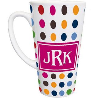 Personalized Polka Dot Latte Mug, Pink