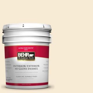 BEHR Premium Plus 5 gal. #330C 1 Honeysuckle White Hi Gloss Enamel Interior/Exterior Paint 805005