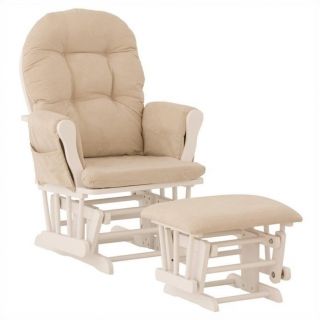 Stork Craft Custom Hoop Glider and Ottoman in White and Beige   06550 611