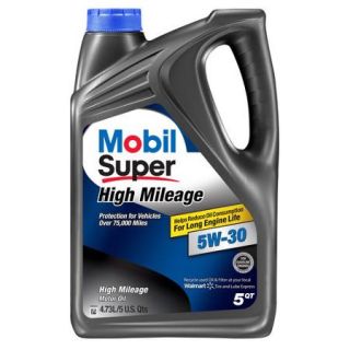 Mobil Super 5W 30 High Mileage Motor Oil, 5 qt.