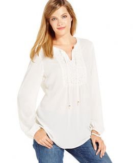 Charter Club Lace Bib Peasant Top   Tops   Women