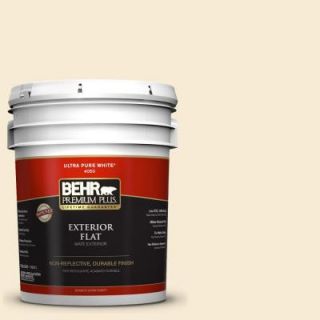 BEHR Premium Plus 5 gal. #330C 1 Honeysuckle White Flat Exterior Paint 405005