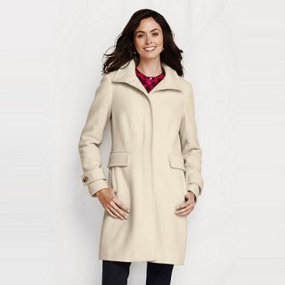 Lands End White womens luxe wool walker coat