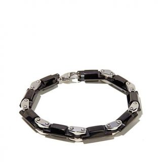 Men's Stainless Steel Black and White Link Bracelet   7771304