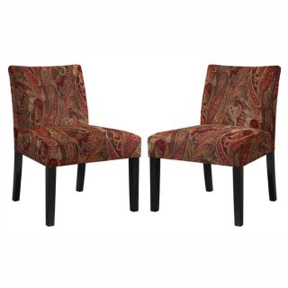 angeloHOME Bradstreet Soft Velvety Paisley Red Wine Armless Chair