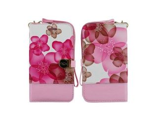 for Nokia Lumia 530 Pink Flowers Faux Leather Wallet Cover Case