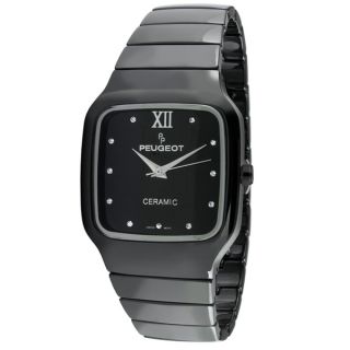 Peugeot Swiss Womens Ps4899bk Square Black Ceramic Watch   16406585