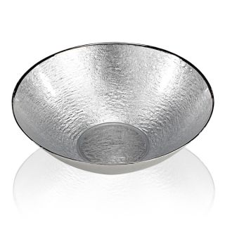 Glamour Silver Leaf Round Glass Serving Bowl