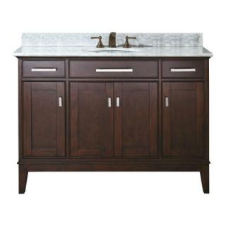 Avanity Madison 49 in. W x 22 in. D x 35 in. H Vanity in Light Espresso with Marble Vanity Top in Carrera White and White Basin MADISON VS48 LE C