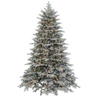 Sterling 7.5 ft. Pre Lit Natural Cut Flocked Vermont Spruce Artificial Christmas Tree with Clear Lights 5839  75C