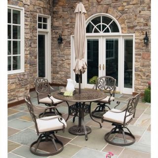 Home Styles Floral Blossom 5 Piece Metal Patio Dining Set in Taupe   5559 3056