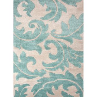 Hand tufted Transitional Floral Pattern Blue Rug (36 x 56
