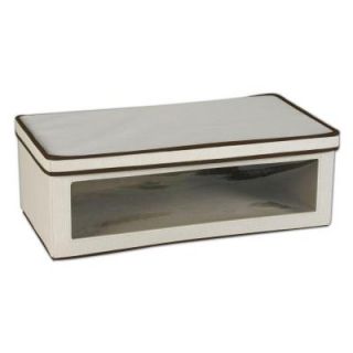 Household Essentials 24.25 in. x 13.25 in. Natural Canvas Large Vision Storage Box with Liner and Brown Trim 514