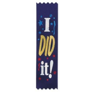 Pack of 30 Blue "I Did It" School, Sports & Camp Achievement Award Ribbons 6.25"