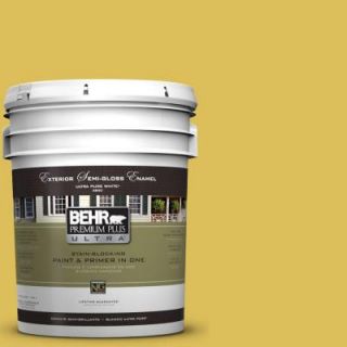 BEHR Premium Plus Ultra 5 gal. #P320 6 Sulfur Yellow Semi Gloss Enamel Exterior Paint 585305