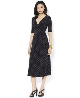 Lauren Ralph Lauren Short Sleeve Dot Print Midi Dress   Dresses
