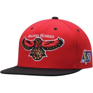 Mitchell & Ness Atlanta Hawks Red NBA 50th Anniversary Snapback Adjustable Hat
