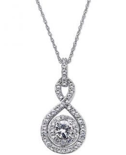 White Sapphire Infinity Pendant Necklace in 14k White Gold (2/3 ct. t
