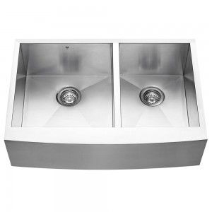 VIGO Industries VG3320BL Kitchen Sink, 33" Farmhouse 16 Gauge Double Bowl   Stainless Steel