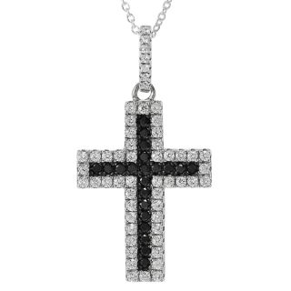 Journee Collection Sterling Silver Two tone Cubic Zirconia Cross
