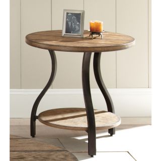 Alaterre Pomona Metal and Reclaimed Wood Round End Table