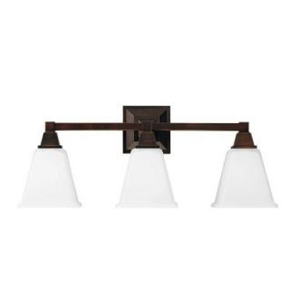 Sea Gull Lighting Denhelm 3 Light Burnt Sienna Wall/Bath Vanity Light with Inside White Painted Etched Glass 4450403 710